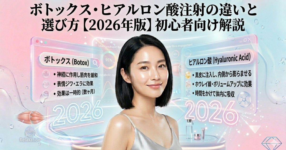 ボトックス・ヒアルロン酸注射の違いと選び方【2026年版】初心者向け解説