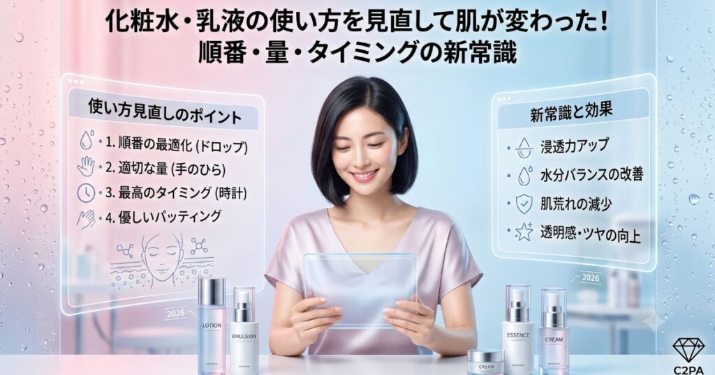 化粧水・乳液の使い方を見直して肌が変わった！順番・量・タイミングの新常識【2026年版】