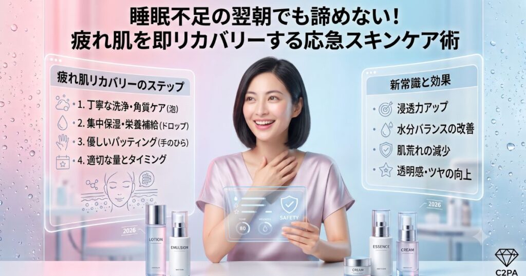 睡眠不足の翌朝でも諦めない！疲れ肌を即リカバリーする応急スキンケア術