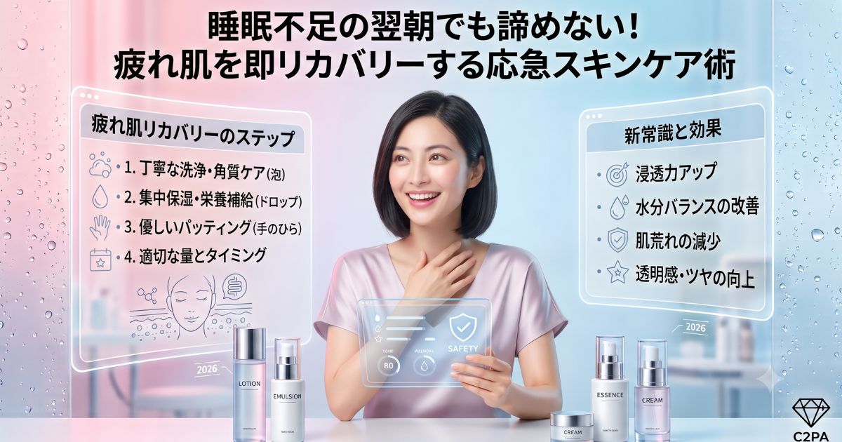 睡眠不足の翌朝でも諦めない！疲れ肌を即リカバリーする応急スキンケア術