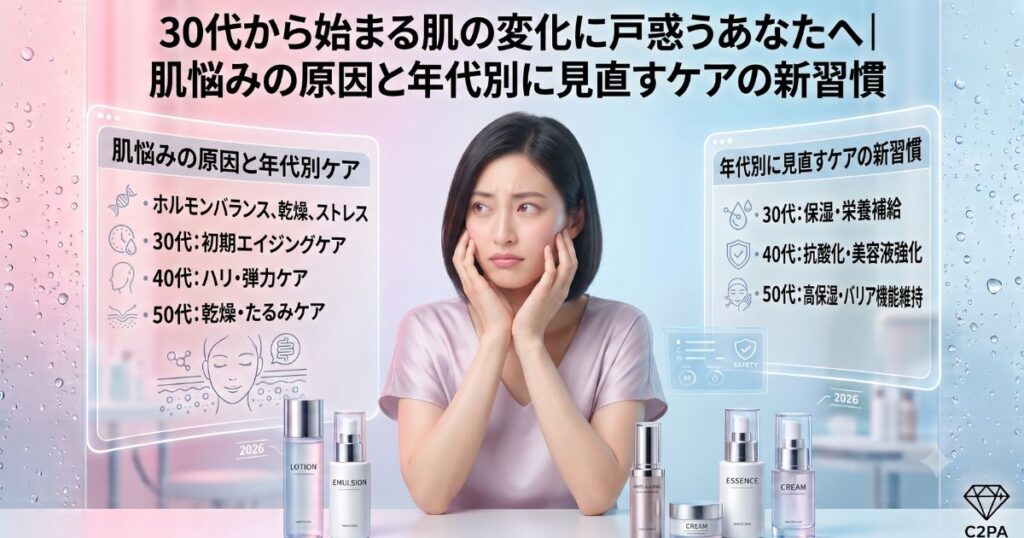 30代から始まる肌の変化に戸惑うあなたへ｜肌悩みの原因と年代別に見直すケアの新習慣
