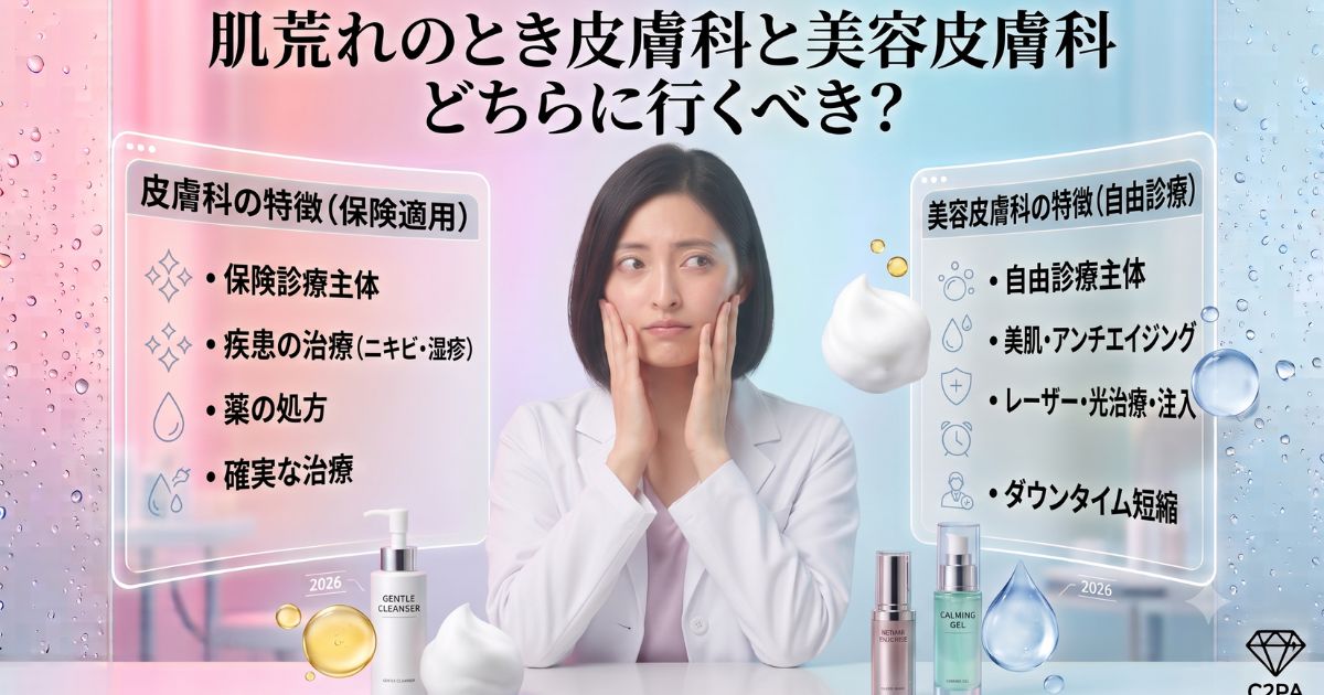肌荒れのとき皮膚科と美容皮膚科どちらに行くべき?正しいクリニックの選び方と受診の目安