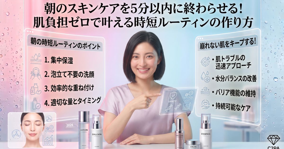 朝のスキンケアを5分以内に終わらせる！肌負担ゼロで叶える時短ルーティンの作り方