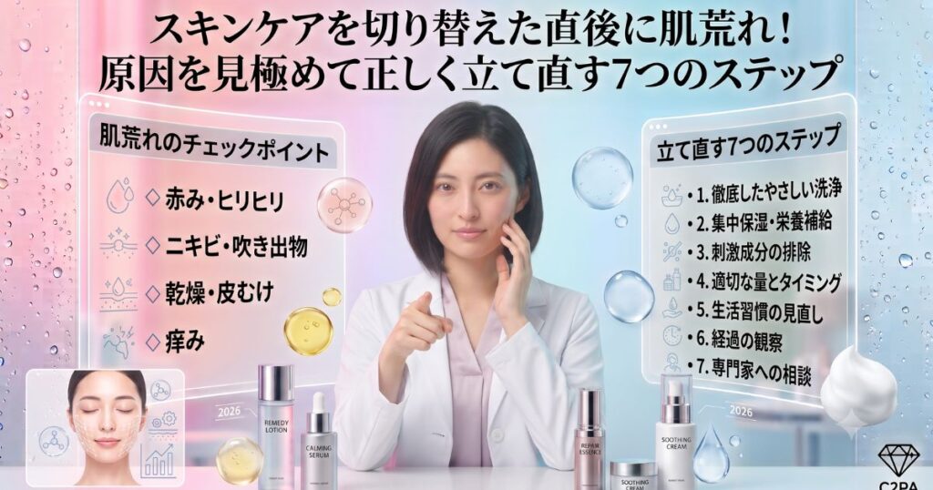 スキンケアを切り替えた直後に肌荒れ！原因を見極めて正しく立て直す7つのステップ