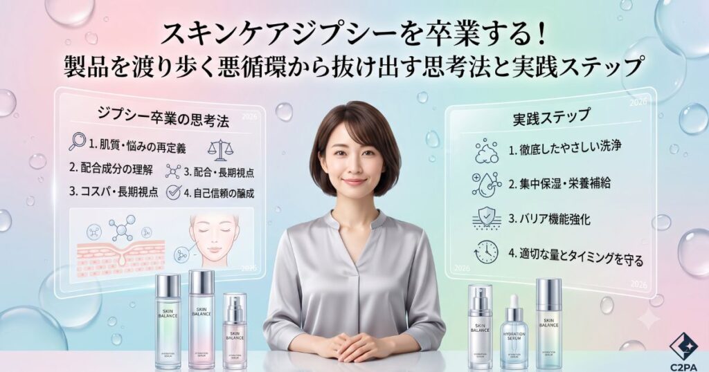 スキンケアジプシーを卒業する！製品を渡り歩く悪循環から抜け出す思考法と実践ステップ
