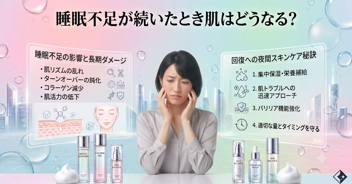 睡眠不足が続いたとき肌はどうなる？ダメージを最小限に抑える即効スキンケア対策