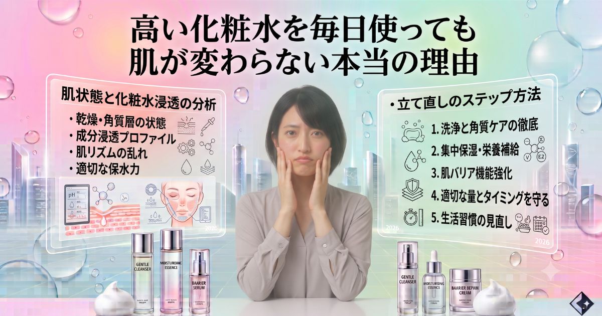 高い化粧水を毎日使っても肌が変わらない本当の理由｜見直すべき習慣と正しい浸透のさせ方
